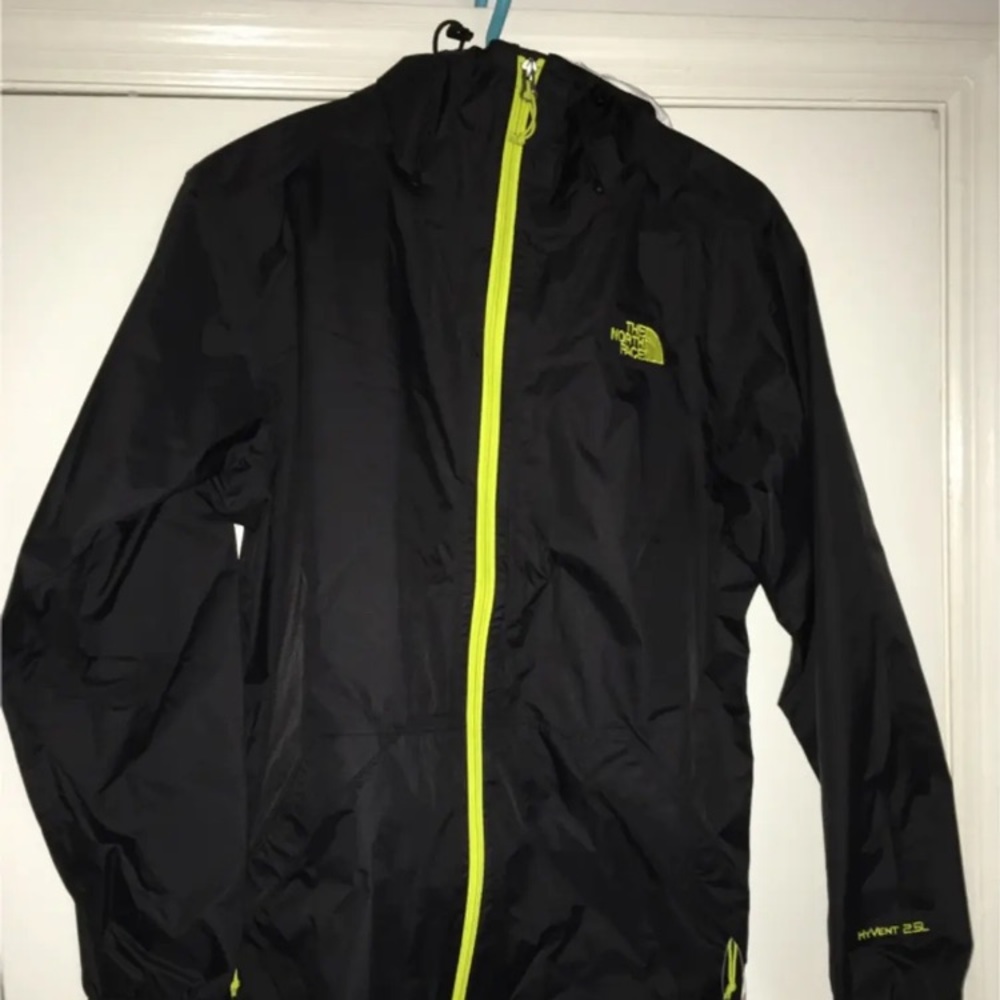North face black and lime green jacket x-small